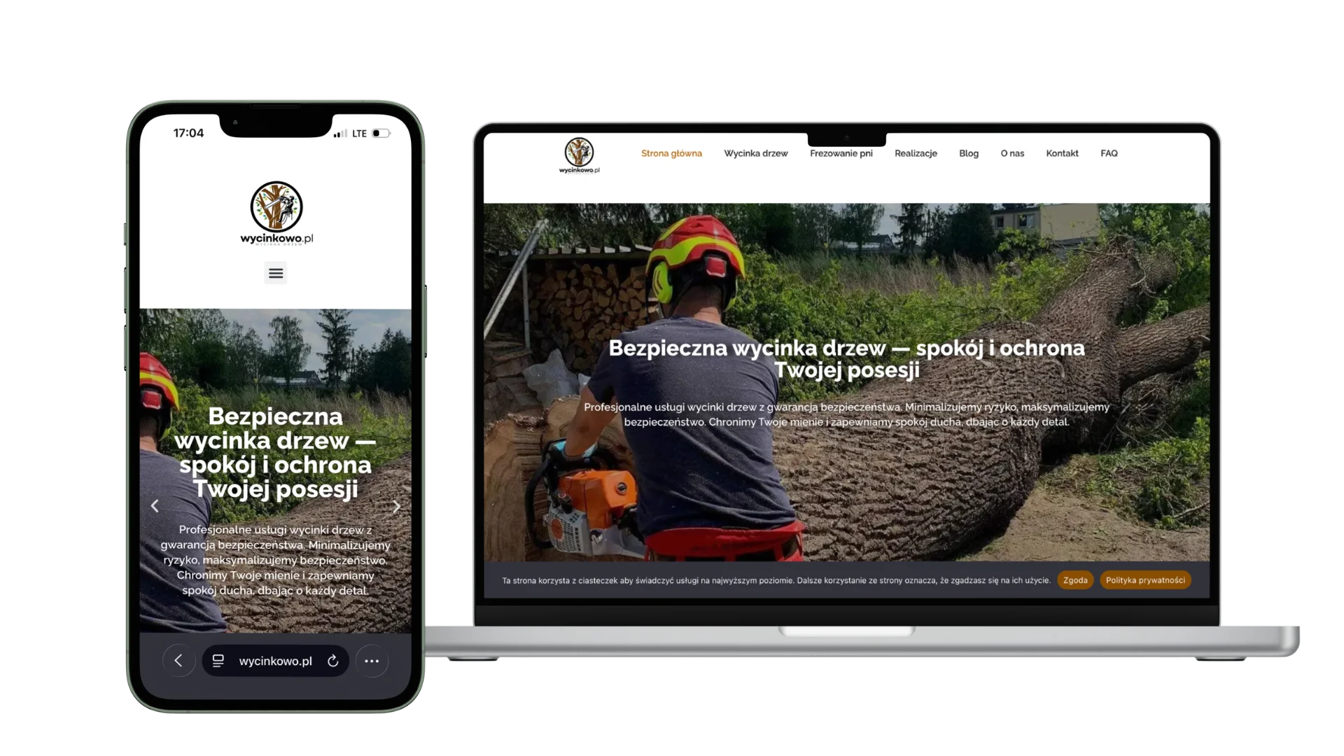Mockup strony Wycinkowo na komputerze i telefonie